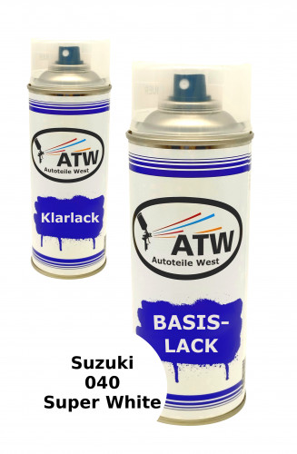 Autolack für Suzuki 040 Super White +400ml Klarlack Set